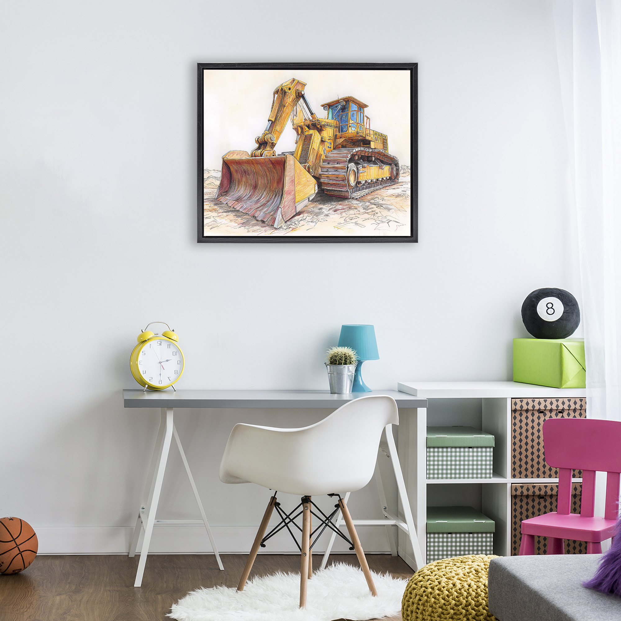 Stupell Industries Industrial Bulldozer Drawing Floating Frame, design by Steve Hunziker